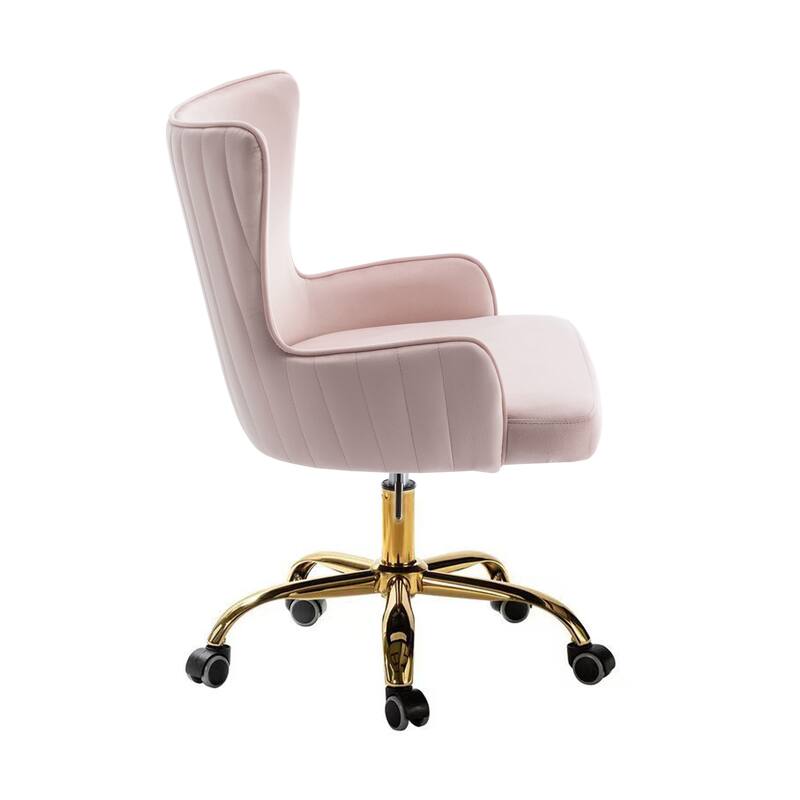 Porthos Home Daria Velvet Wingback Office Chair with Gold Chrome Base
