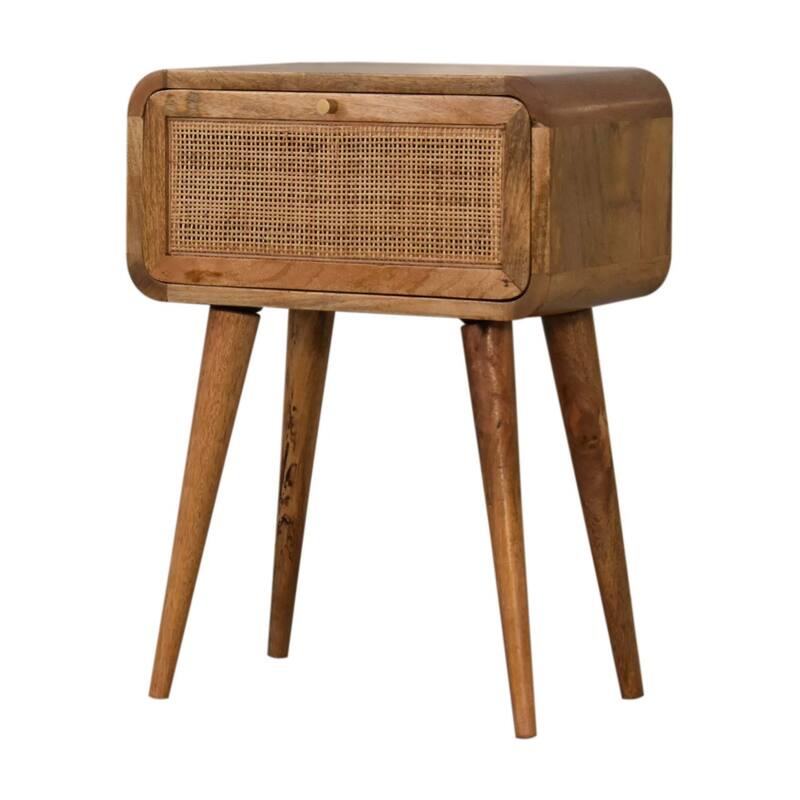 HomeRoots 21" Natural Solid Wood Cane Rattan One Drawer Nightstand