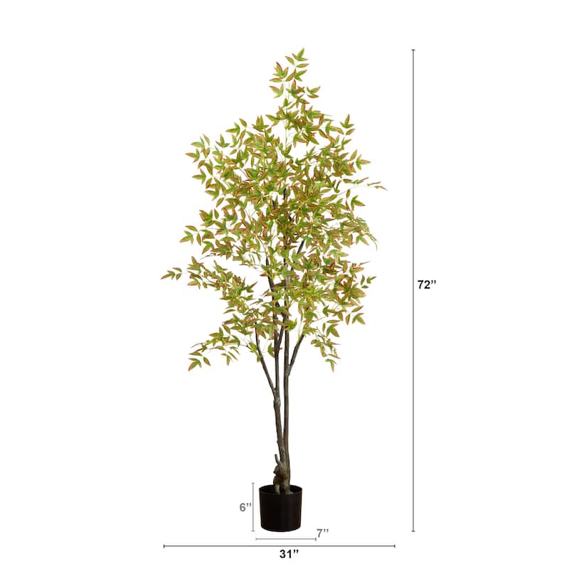 Nandina Artificial Potted Tree - 6' - Green and Red