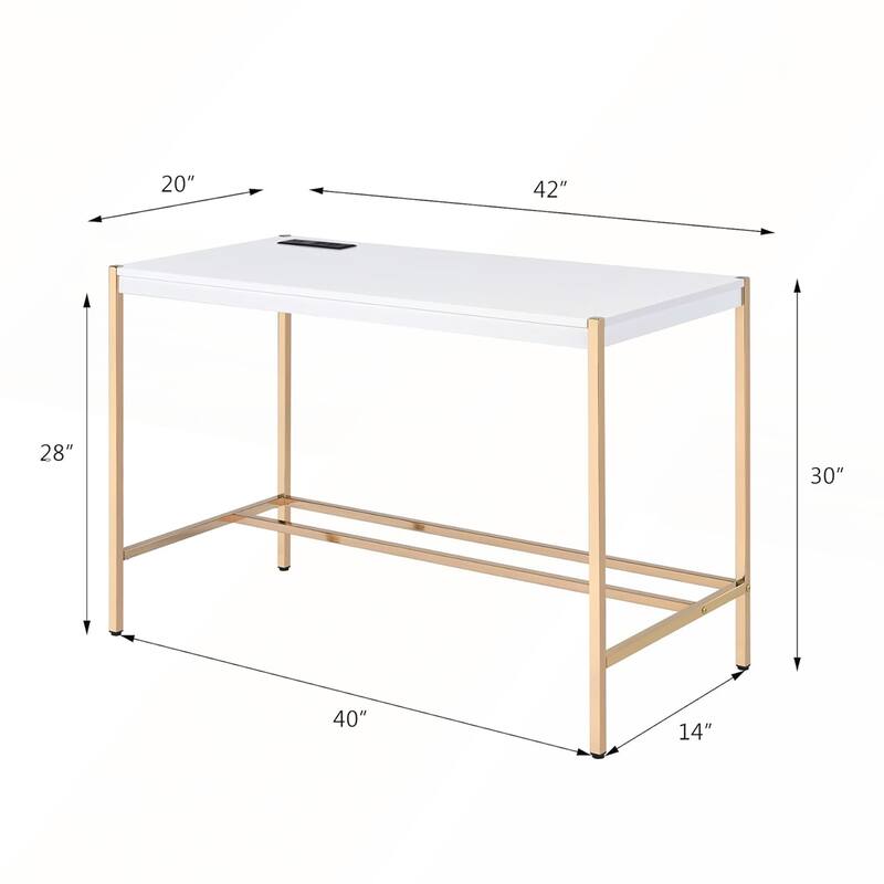 Rectangular Writing Desk with USB Ports