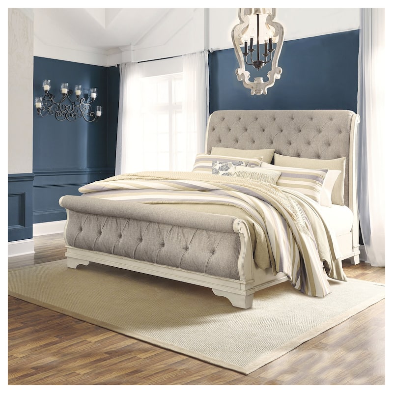 Signature Design by Ashley Realyn White/Gray Sleigh Bed - California King