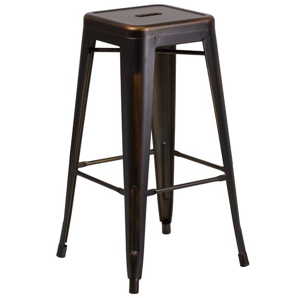 Carbon Loft Walton Distressed Metal 30-inch Backless Bar Stool