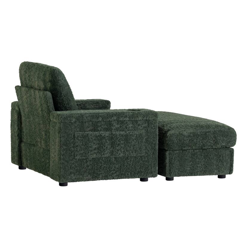 42" Oversized Chaise Lounge Indoor Sofa Bed with Storage Ottoman