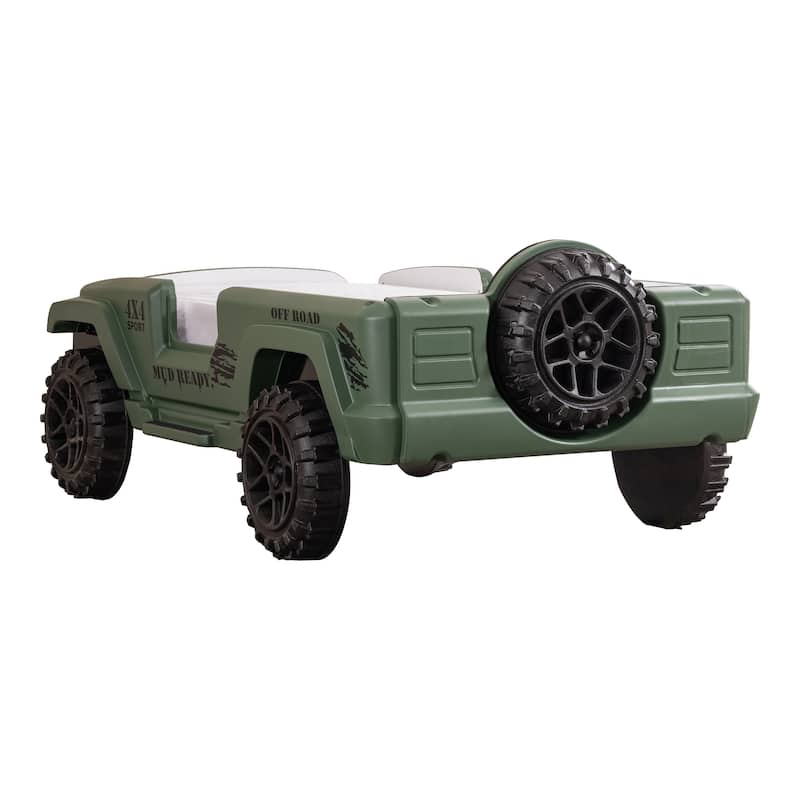 Zemo Novelty Twin Faux Leather Upholstered Off-Road SUV Kid Bed with Light and Sound Functions by Furniture of America