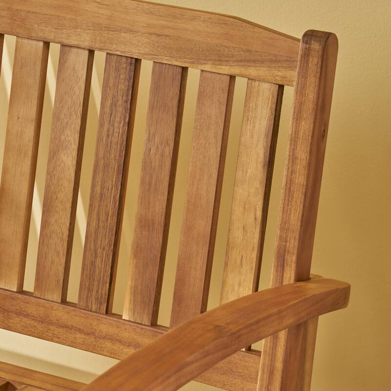 Double Outdoor Acacia Wood Rocking Chair with Armrests