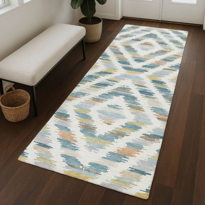 Machine Washable Indoor/ Outdoor Global Diamdon Chantille Rug