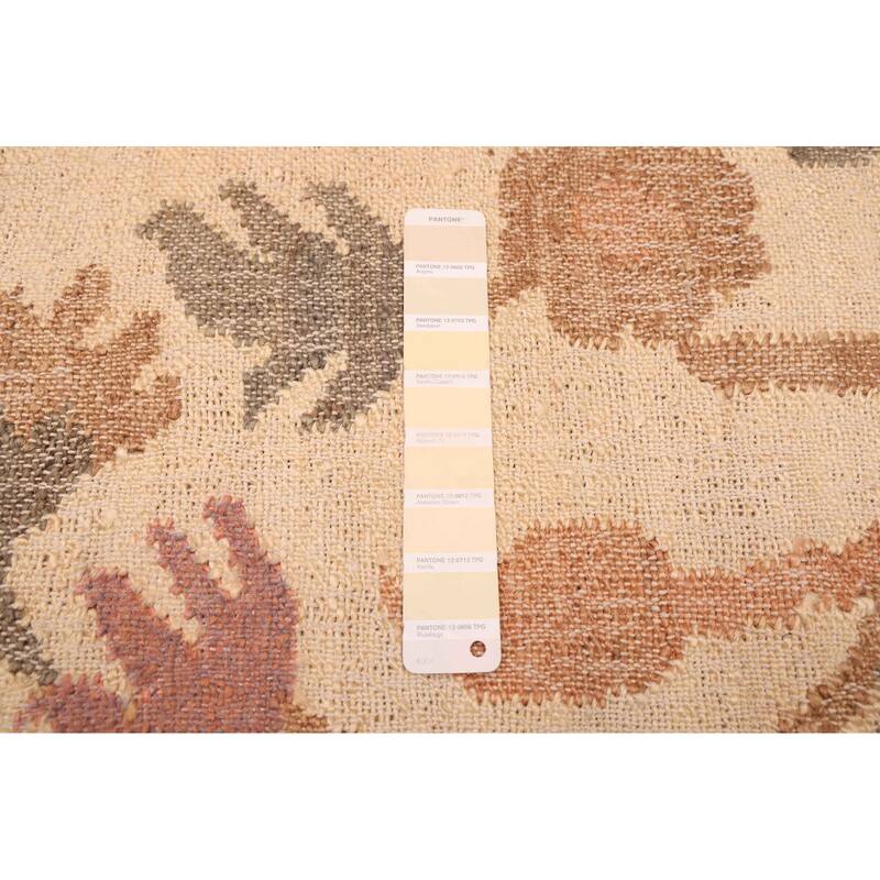 ECARPETGALLERY Flat-Weave Palas Denizli Cream Jute Kilim - 5'4 x 7'6