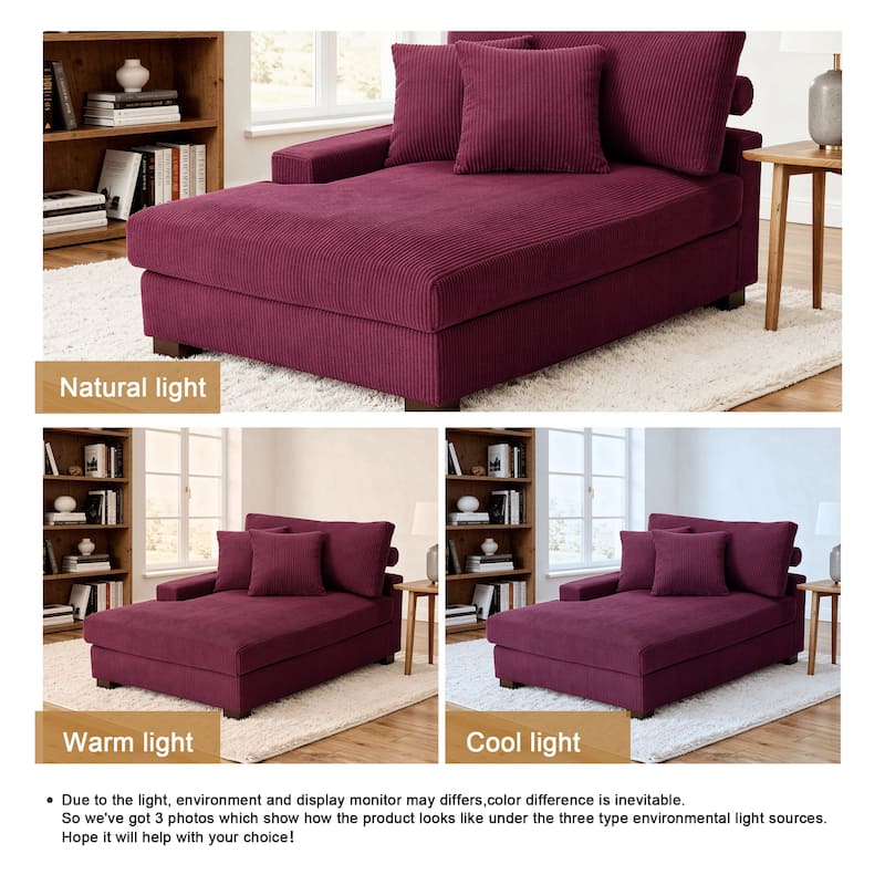 Corduroy Chaise Lounge Chair Upholstered Indoor Lounger Sofa