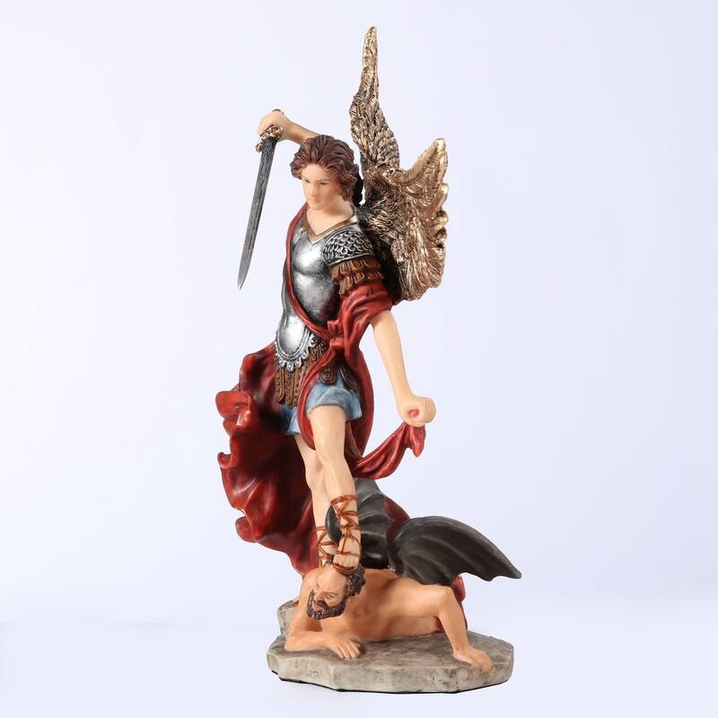 6.3 inches Height Polyresin Archangel Saint Michael Vanquishing Demon Multicolor Finish Figurine