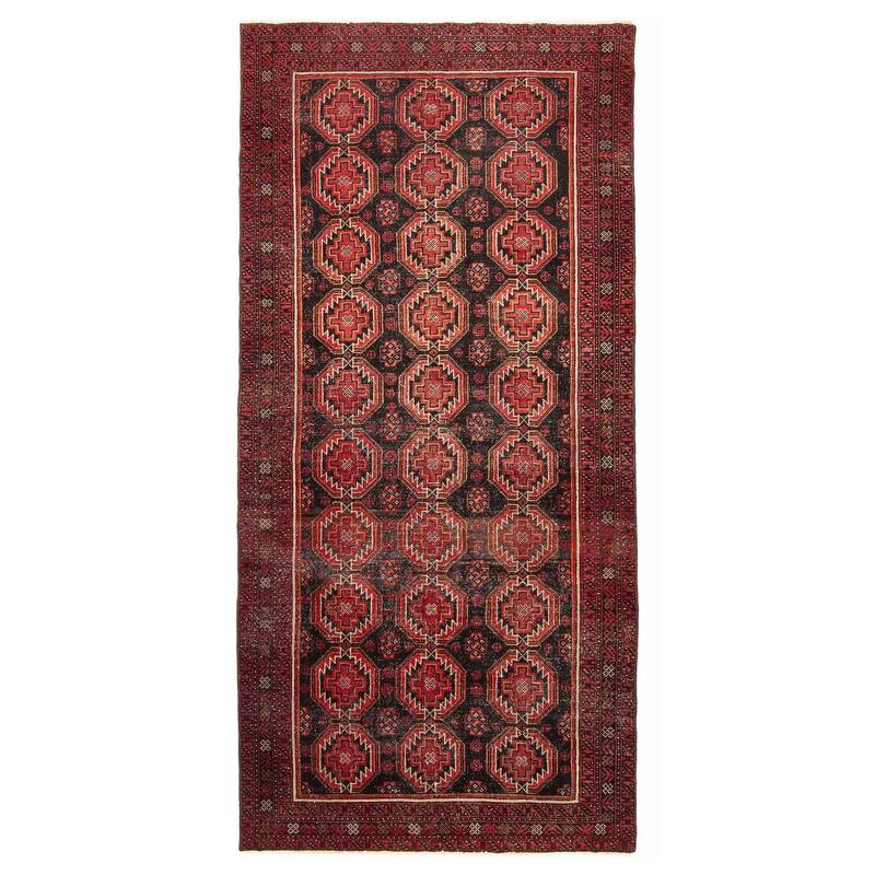 ECARPETGALLERY Hand-knotted Baluch Black Wool Rug - 3'10 x 8'1 - Black - 3'10 x 8'1