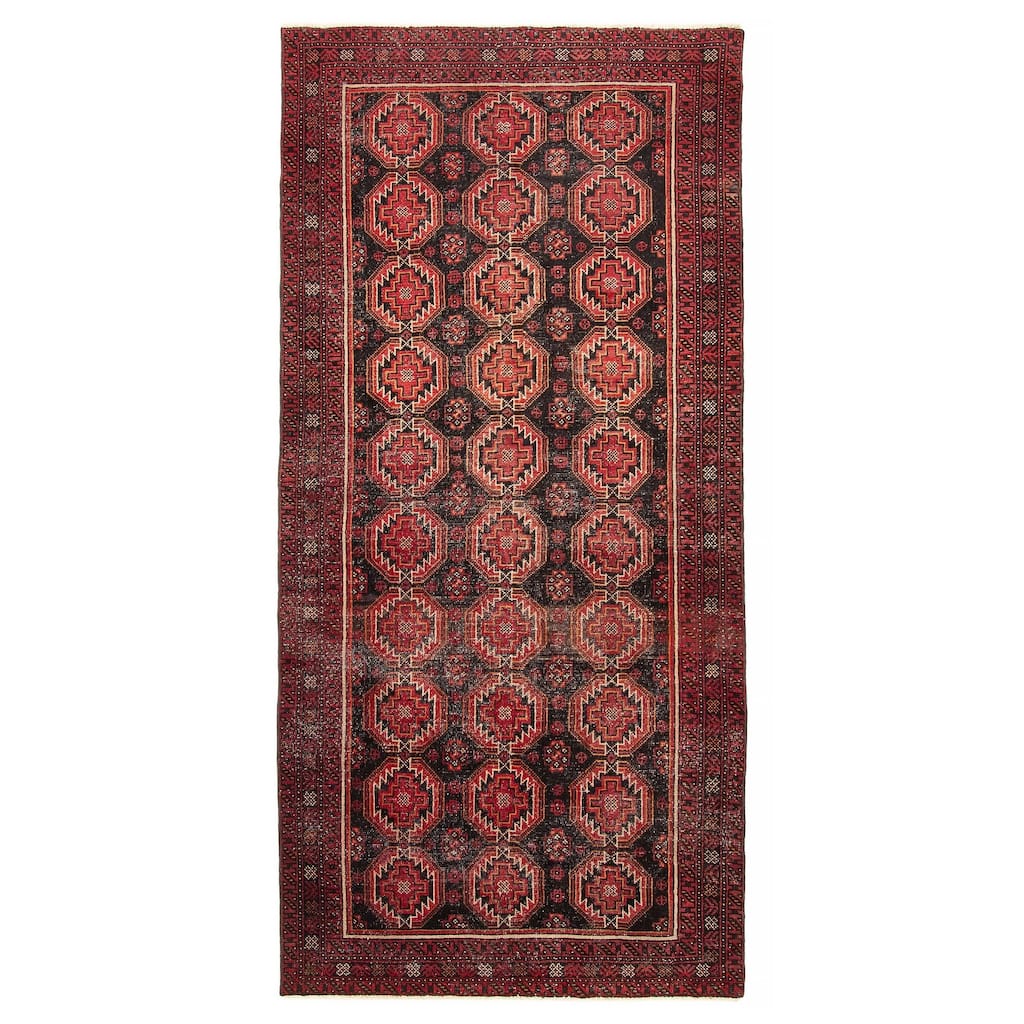 ECARPETGALLERY Hand-knotted Baluch Black Wool Rug - 3'10 x 8'1