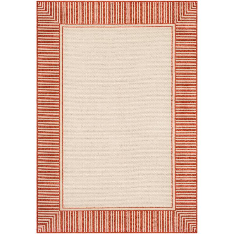 Livabliss Transitional Alfresco Border Indoor/Outdoor Area Rug