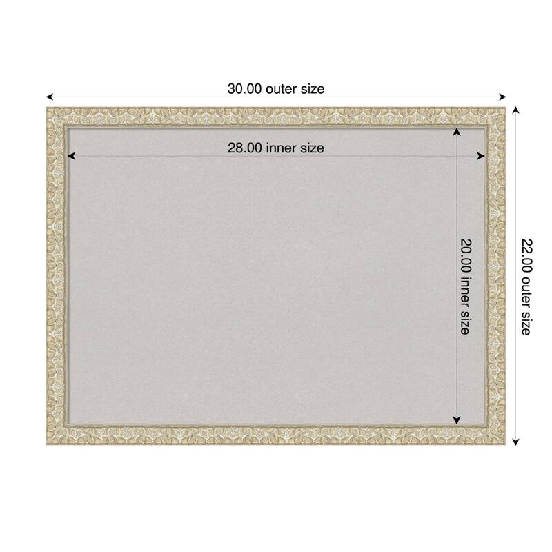 Lila Silver Wood Framed Cork Board - Bulletin Board, Organization Board, Pin Board - Grey - 30 x 22 in