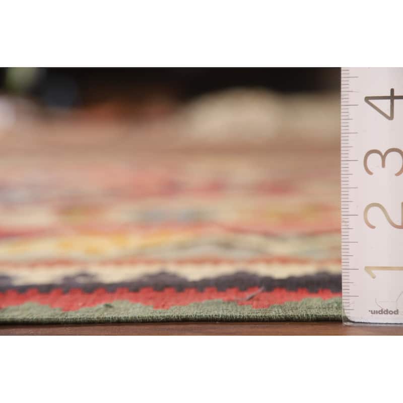 Vegetable Dye Kilim Qashqai Persian Rug Flatweave Vintage Wool Carpet - 4'11"x 9'8"