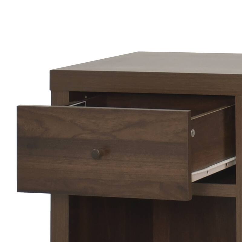 Nightstand Bedroom Cabinet, Hallway Floor Organizer with Rubberwood Legs, Mid-century Cabinet with Top Drawer and Bottom Shelf