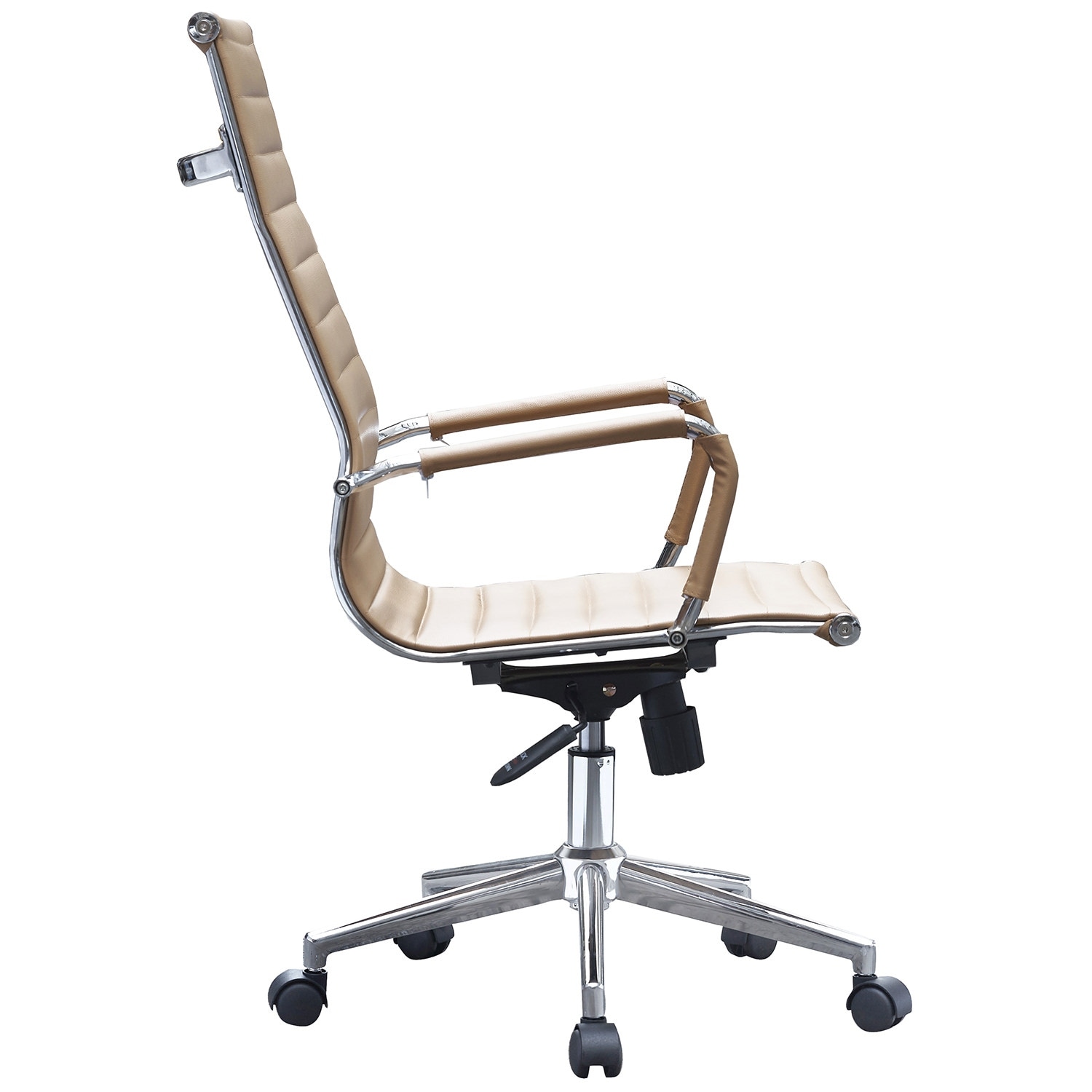 Contemporary Classic High Back Padded Office Chair in Cream Leather