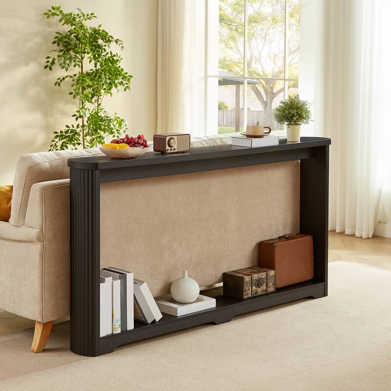 70.1"Corrugated Texture Storage Table, Narrow Wooden Console Sofa Table, Suitable For Entranceways, 70.1"L*8.7"W*35.5"H