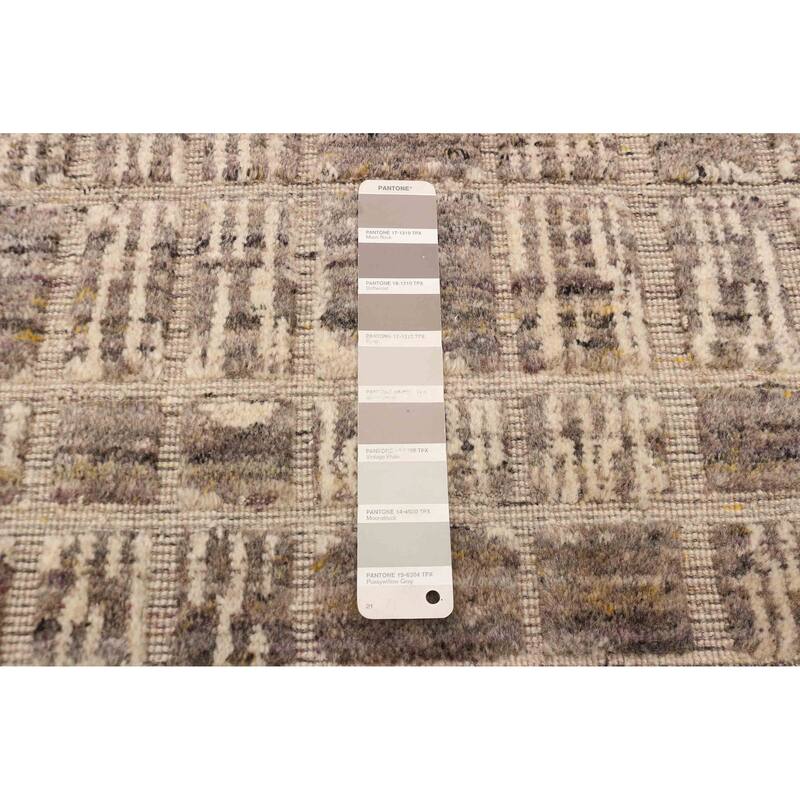 ECARPETGALLERY Hand Loomed Elysian Taupe Wool Rug - 5'4 x 7'8