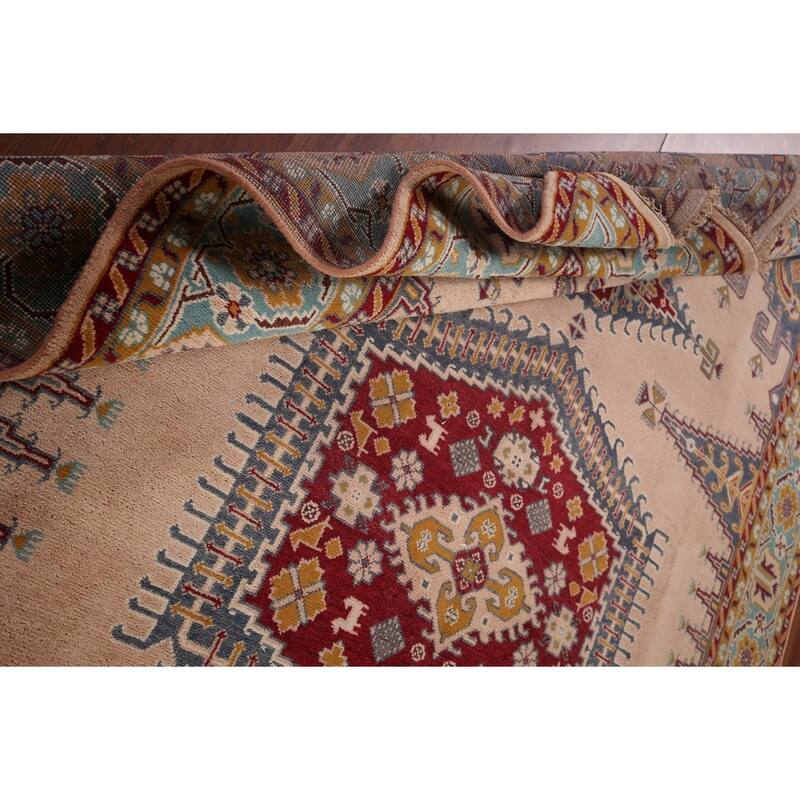 Geometric Viss Indian Large Area Rug Hand-Knotted Wool Carpet - 9'7"x 14'1"