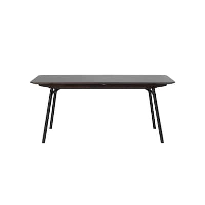 Rye Studio Modern Extendable Metal-Leg Dining Table, Espresso Oak - 35.5"W x 71"L x 29.7"H
