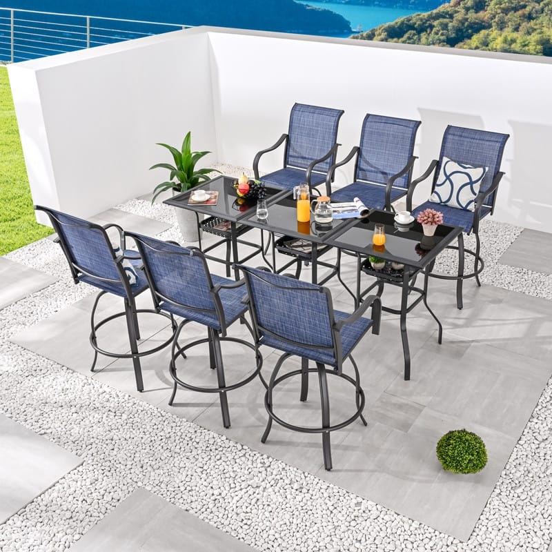 Patio Festival 9-Piece Outdoor Bar Height Swivel Dining Set