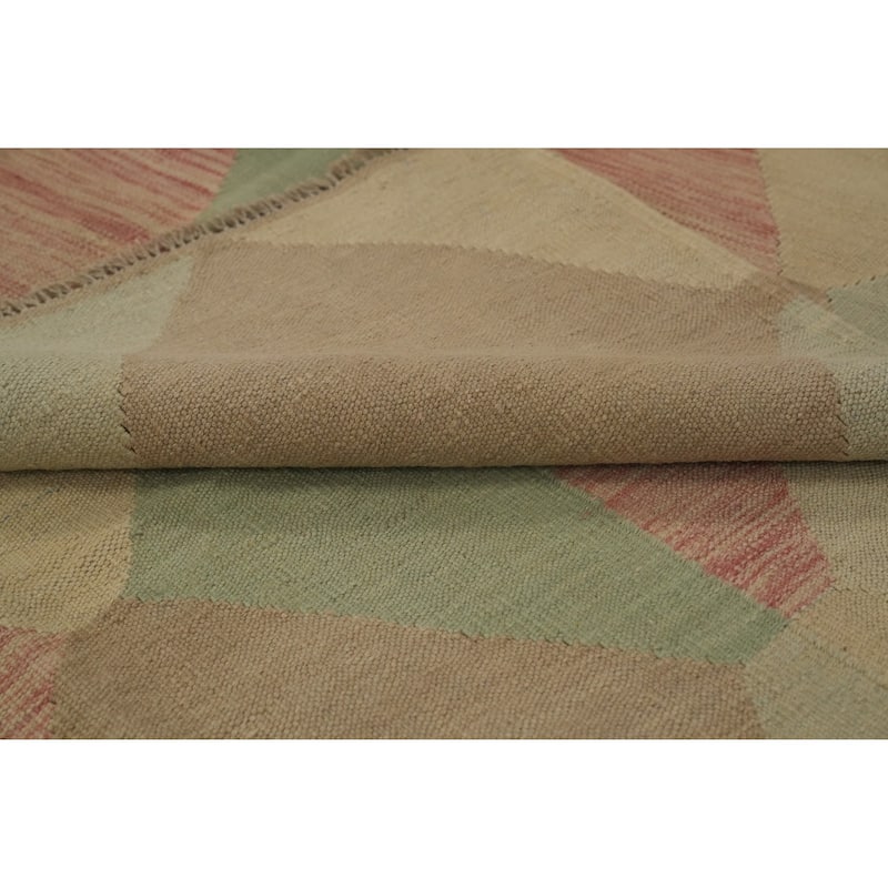 Hand Woven Oriental 100% Wool Carpet Southwestern Modern Multi-Colored Kilim Area Rug - 9' 9'' X 7' 10''