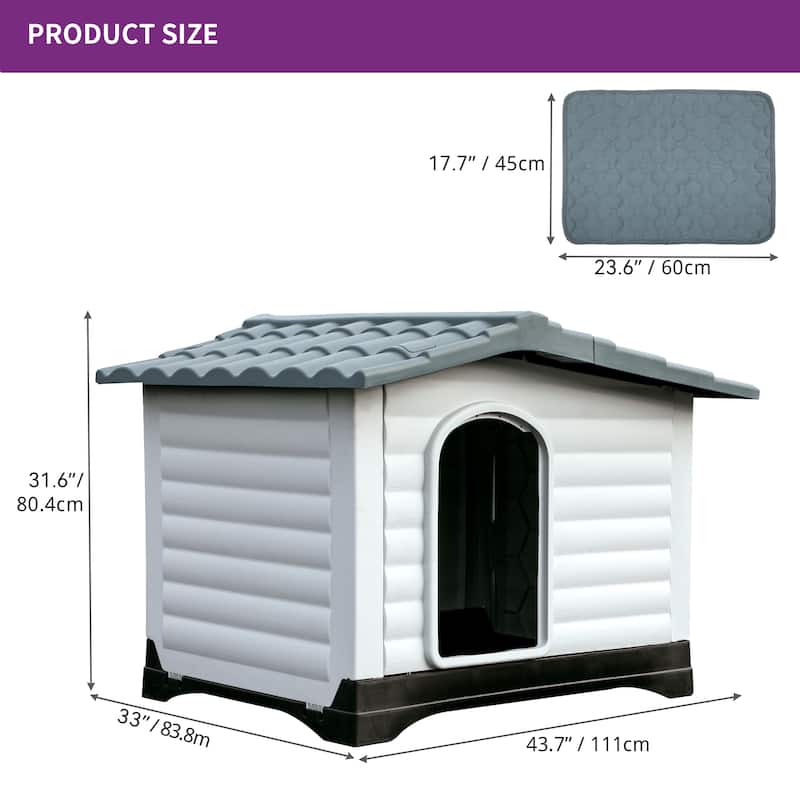 Moasis Slant-roof Dog House with Vent and Windows, Side Door