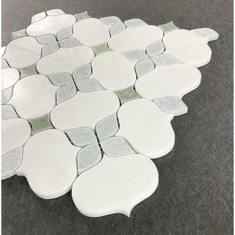 Water Jet - Thassos White Marble Mosaic Wall & Floor Tile - 1 Case (10 Sheets)