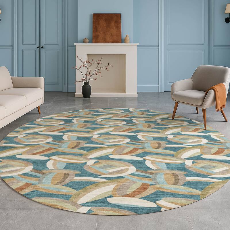 Machine Washable Indoor/ Outdoor Modern Heli Chantille Rug