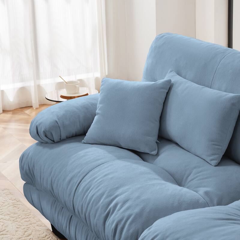 133.8" Chenille U-Shaped Cloud Sectional Sofa (3-Seater Modular) with 2 Ottomans