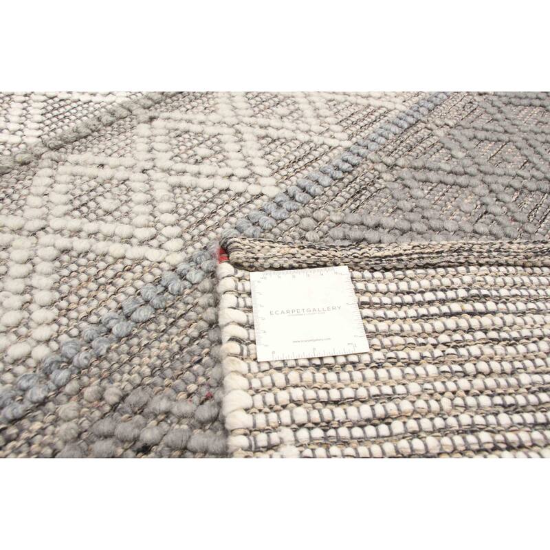 ECARPETGALLERY Braid weave Sienna Grey Wool Rug - 5'0 x 8'3