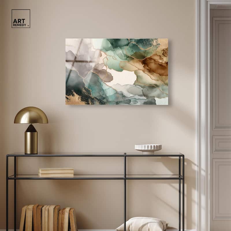 Golden Estuary II Acrylic by Art Remedy, Ready to Hang