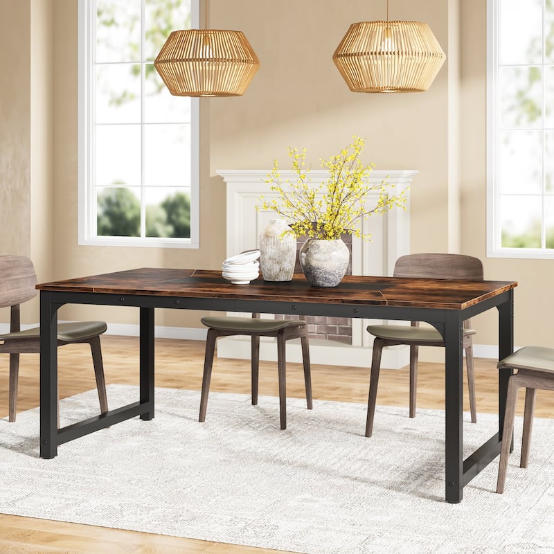 71 Inches Industrial Dining Table for 4-6 - 70.9" L x 35.4" W x 30.3" H