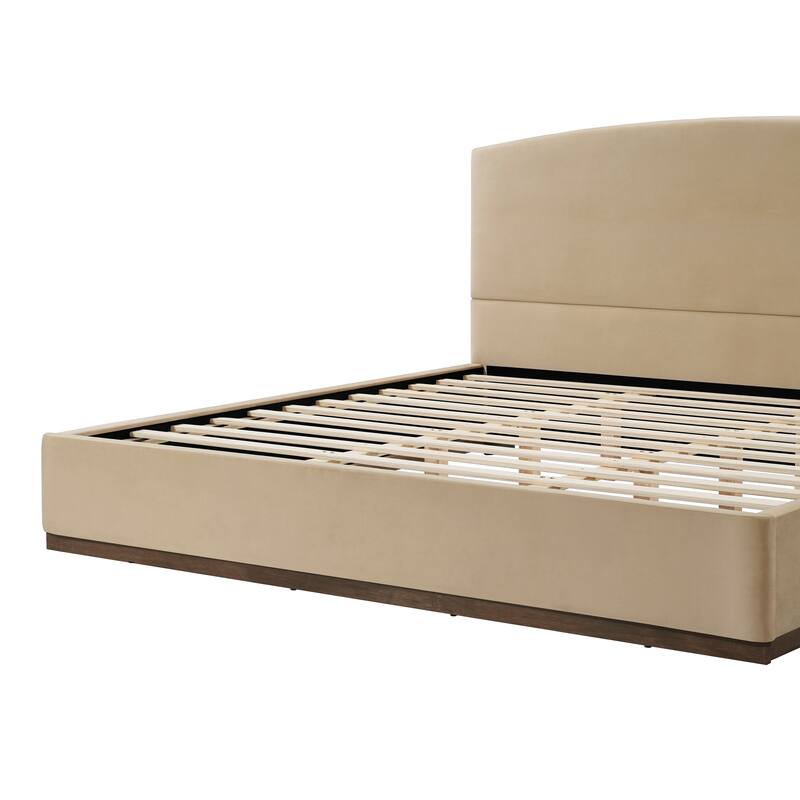 Christopher Knight Home - Modern Velvet Upholstered Bed Frame with Solid Wood Base