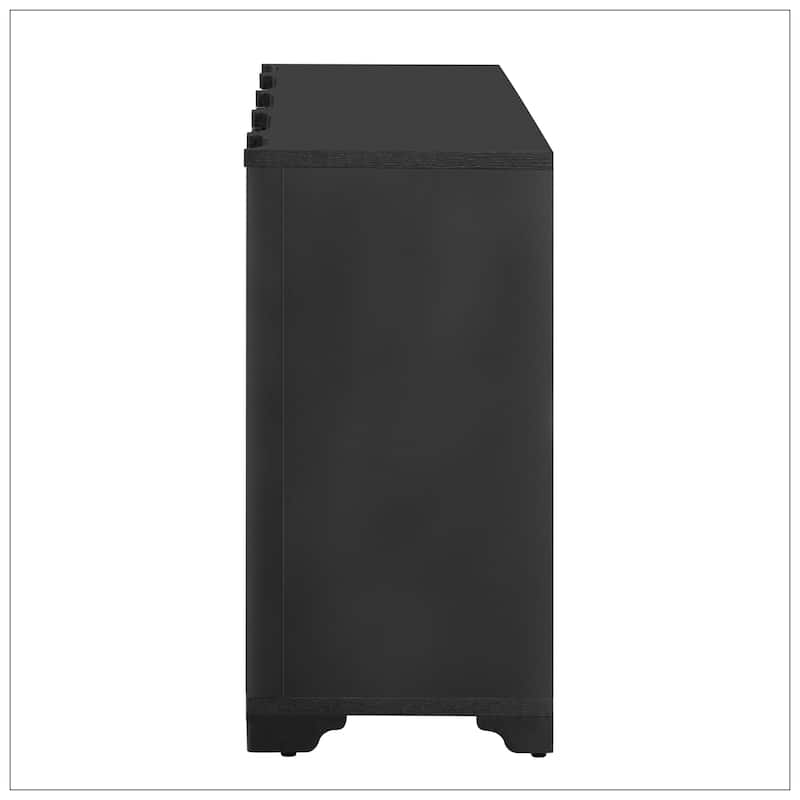 Sophisticated 4-Door Sideboard Adorned with Intricate Linear Accents