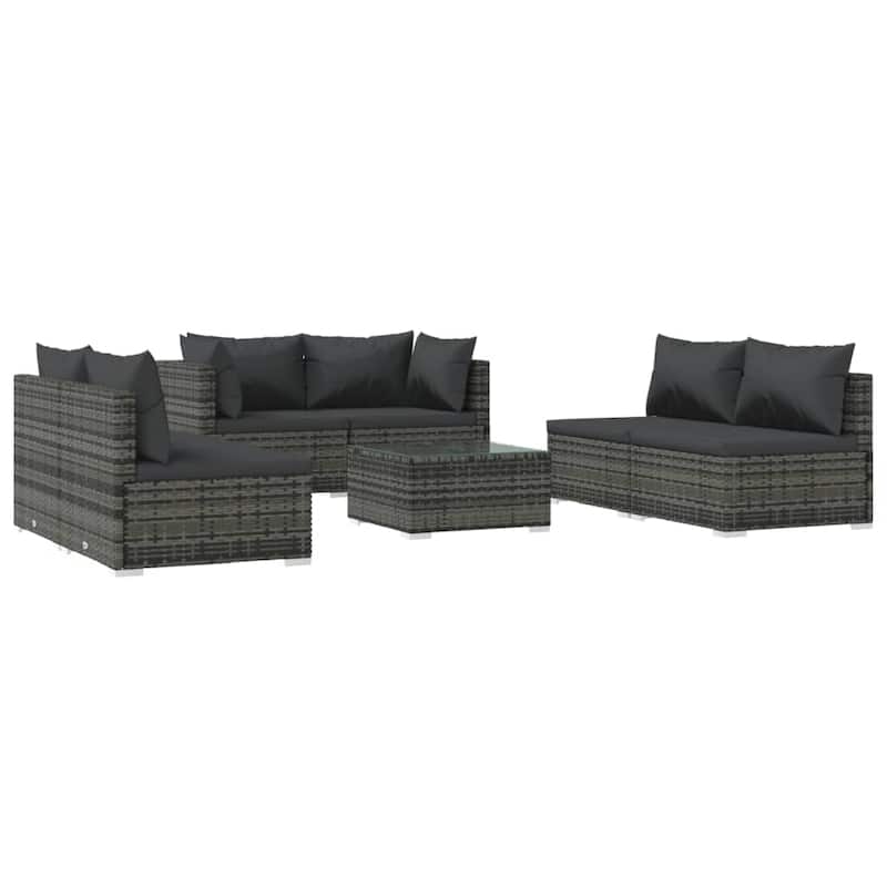 vidaXL Patio Lounge Set Outdoor Sectional Sofa Set Table Garden Poly Rattan - 27.6" x 27.6" x 23.8"