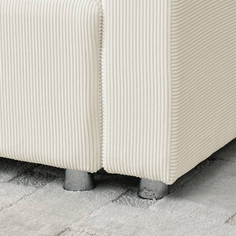 L Shaped Sofa Convertible Pull-out Sleeper Sofa Bed, Living Room Sectional Daybed with Storage Chaise, Corduroy Recliner