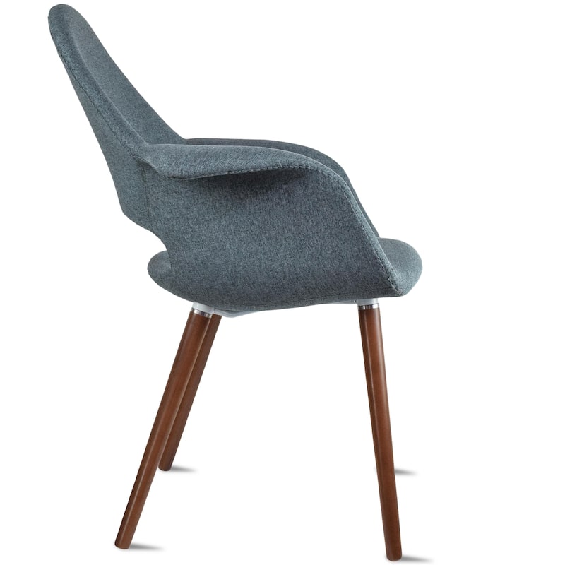 Organic Upholstered Fabric Modern Armchair with Dark Brown Wooden Legs for Dining Room Office or Accent Lounge Side Chair