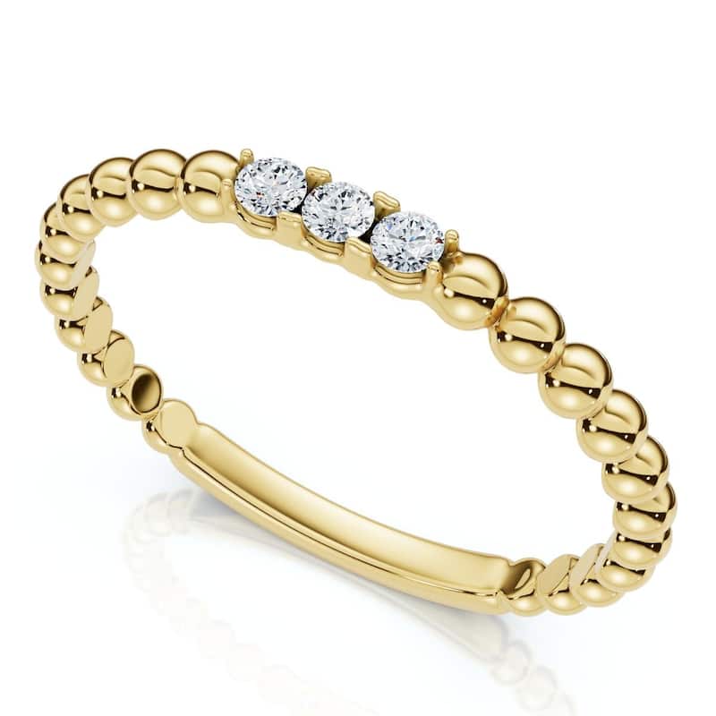 Bliss Diamond Beaded Diamond Stackable Accent Anniversary Ring Lab Grown - 4.5 - Yellow