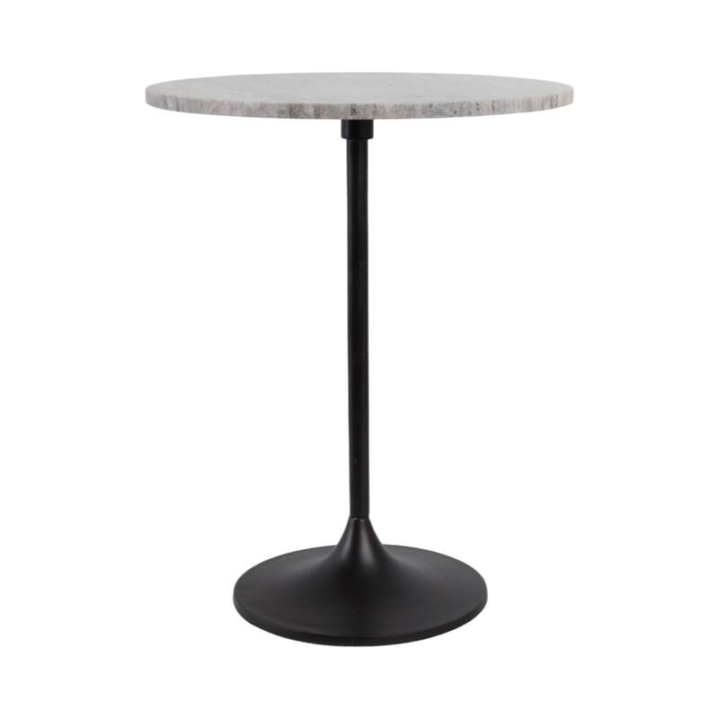 Metal Base Marble Top Modern Glam Accent Table Round Silhouette