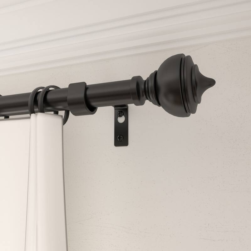 Acroma Black Steel Adjustable Single Elengant Curtain Rod