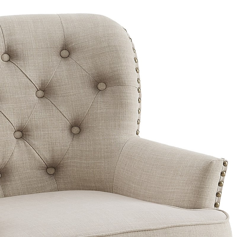 Moser Bay Mignon 30'' Wide Tufted Wingback Accent Chair with Ottoman, Velvet or Linen