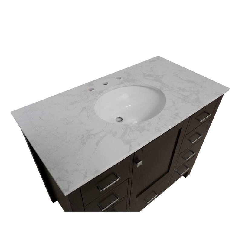 KitchenBathCollection Horizon 42" Bathroom Vanity with Engineered Carrara Top