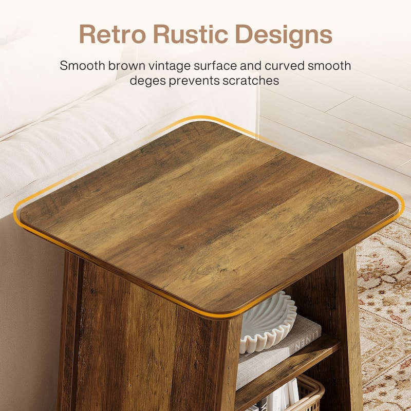 3-Tier End Table with Storage Shelves