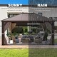 preview thumbnail 20 of 142, Outdoor Hardtop Gazebo Pergola w Galvanized Steel Roof and Aluminum Frame, Prime Curtains and nettings include
