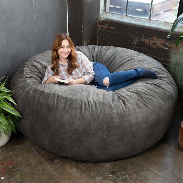 massive grey bean bag