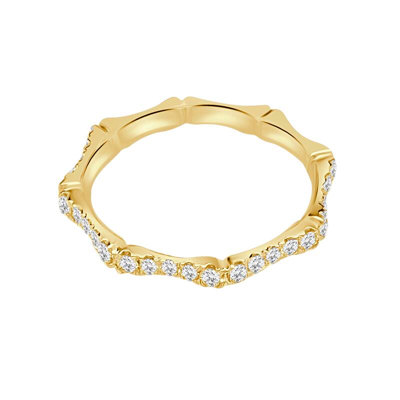 Auriya 14k Gold Lab Grown Round Diamond Bamboo Band 0.51 ct. tw. (F-G, VS) - 4 - Yellow