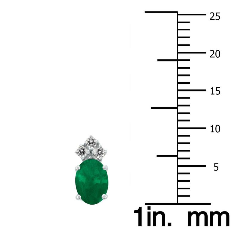 Marquee 14K White Gold 5x3MM Oval Emerald and Diamond Earrings