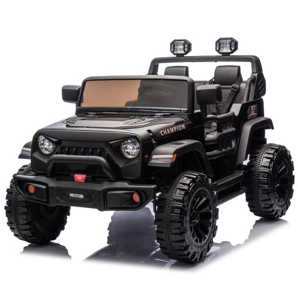 slide 2 of 80, Kids Electric 24V Ride On Car, Two-Seater with Parental Remote, 400W Motor, Four-Wheel Suspension, Bluetooth, USB MP3, Ages 3+. Black