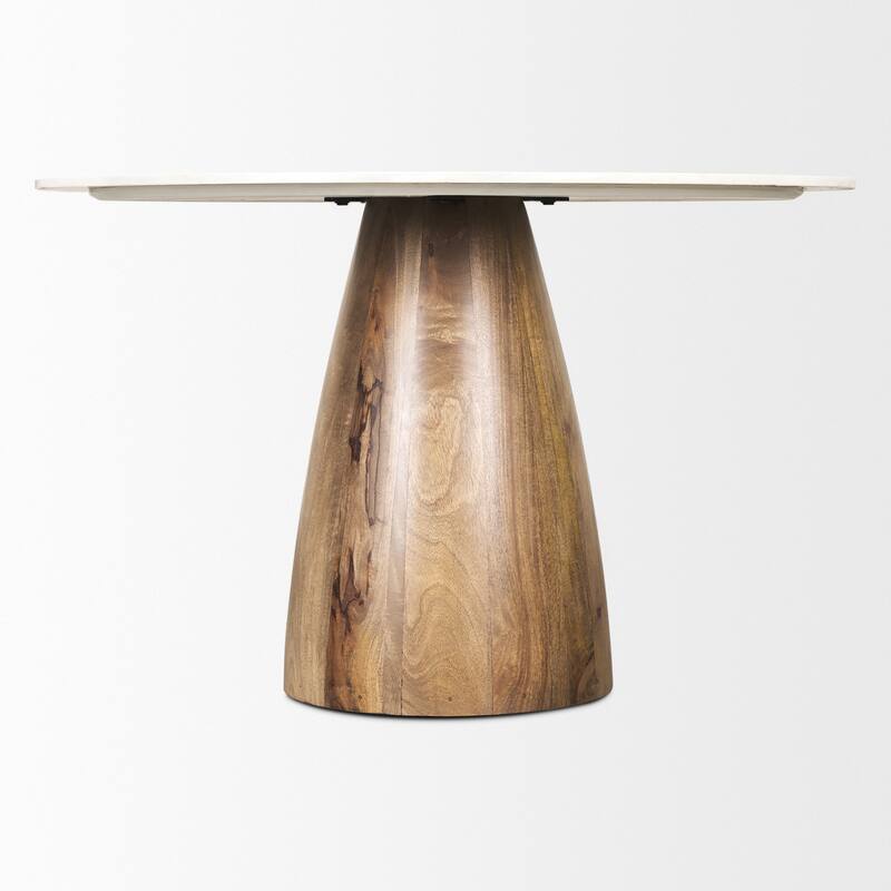 Allyson Round Genuine Marble Pedestal Dining Table